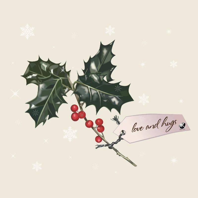 Sprig Christmas Holly with red berries
