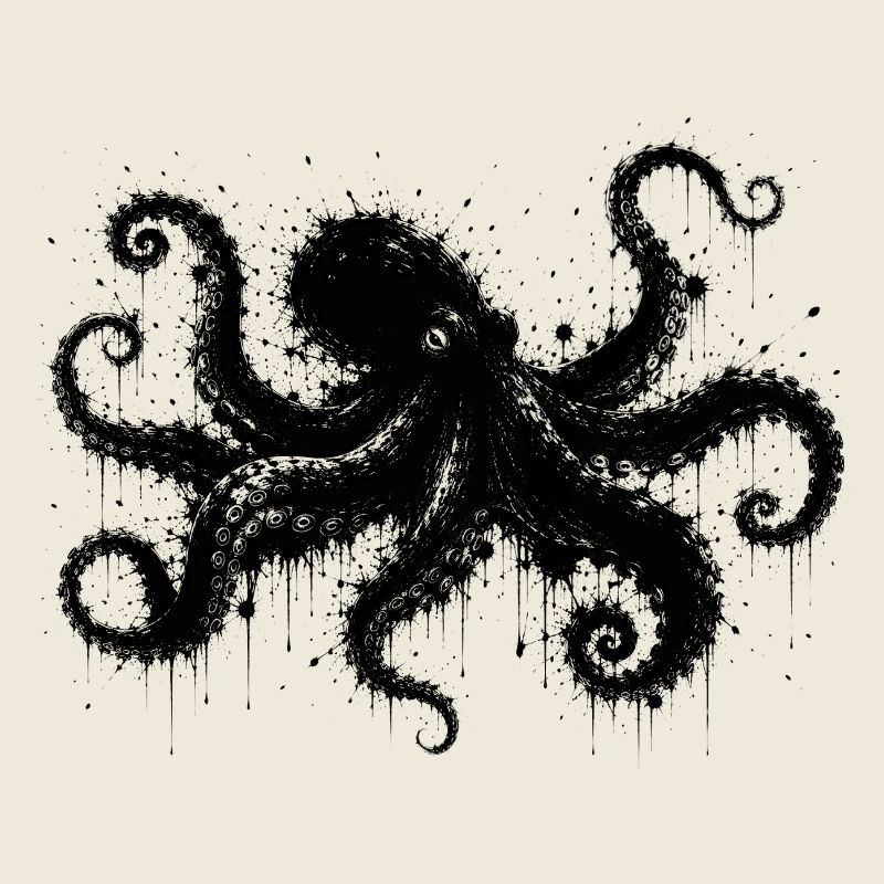Octopus Octopus Watercolor Splatter Design