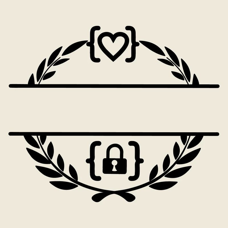 Code mit Herz und Code mit Schloss in Lorbeerkranz m