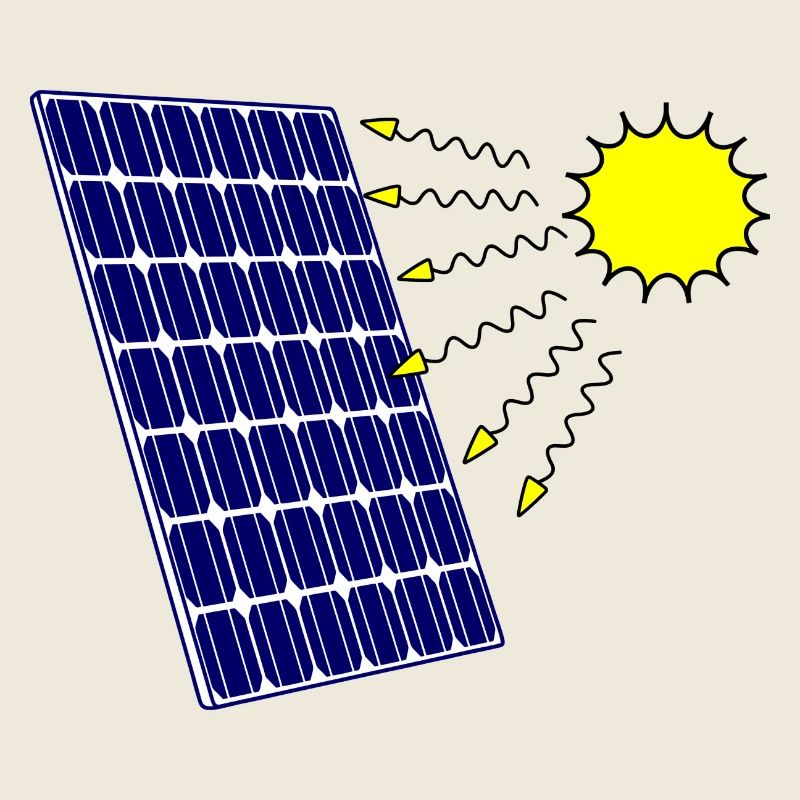 Solarpanel mit Sonneneinstrahlung und Sonne