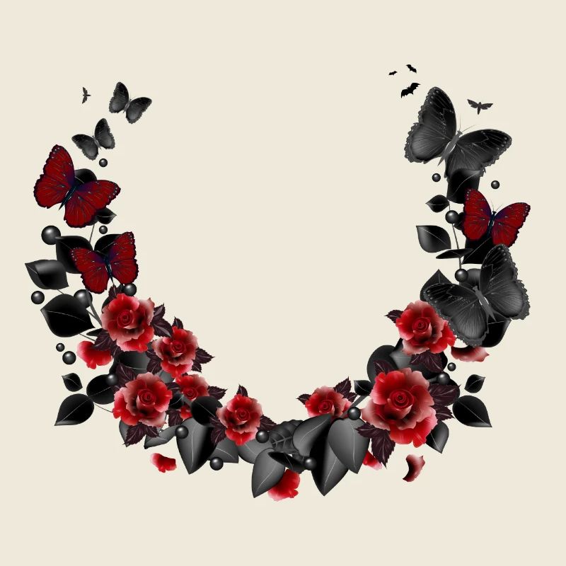 belle couronne de roses et de papillons