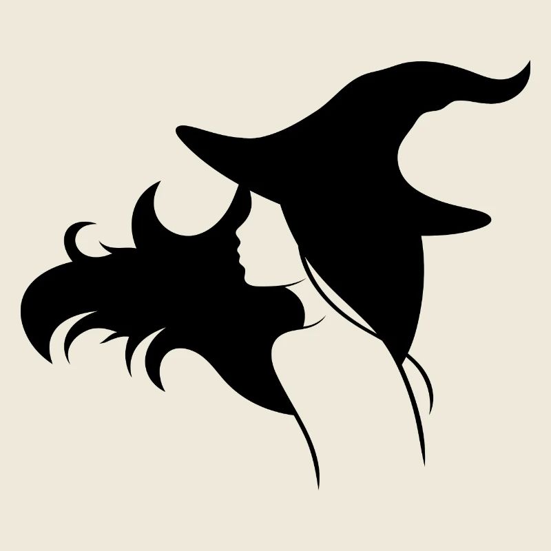 Sorcière aux cheveux lâchés et au chapeau