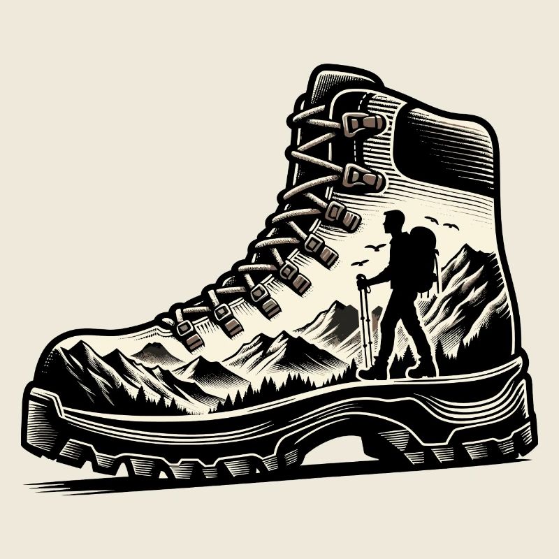 Drawing Hiker Mountain Hiking Shoe