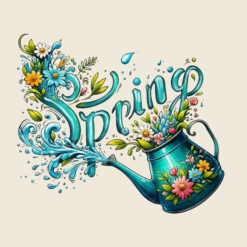 Spring Watering Can Let It Grow Spring Flowers