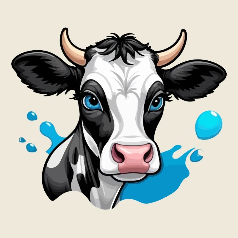 Vache laitière mignonne aux yeux bleus