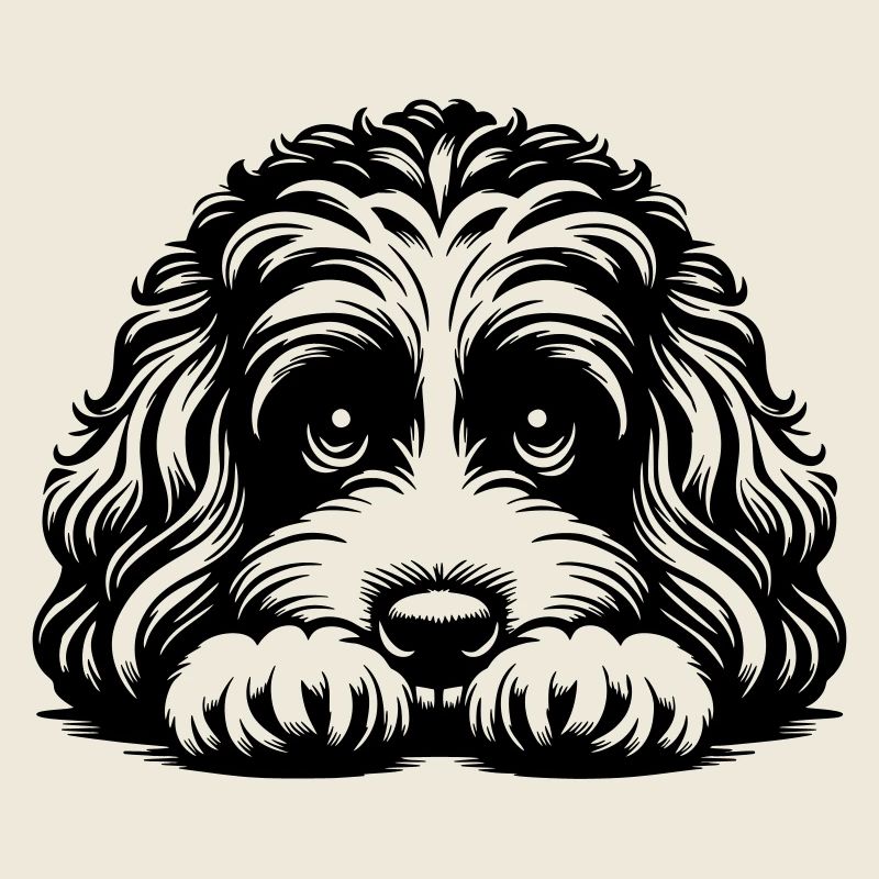 Cavapoo Kopf mit Pfoten