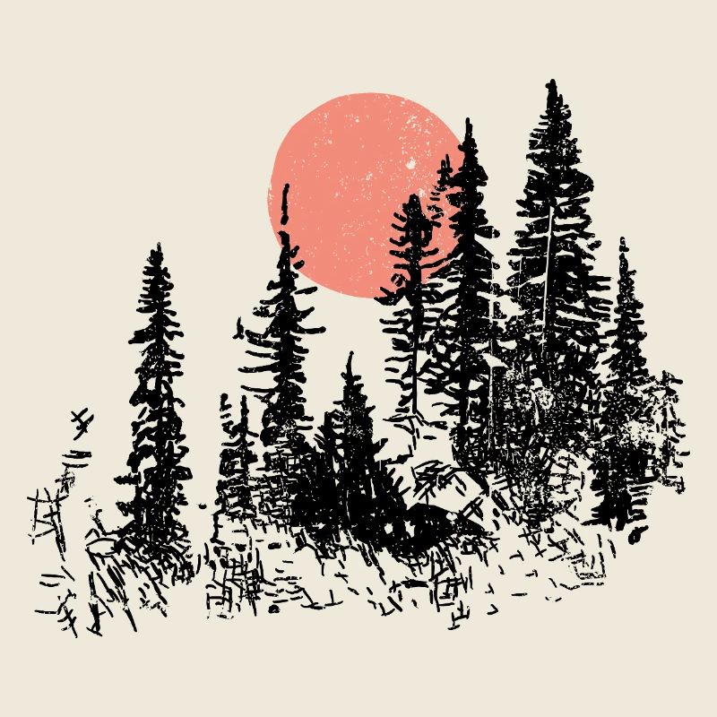 Sunset Forest Silhouette T-Shirt Design