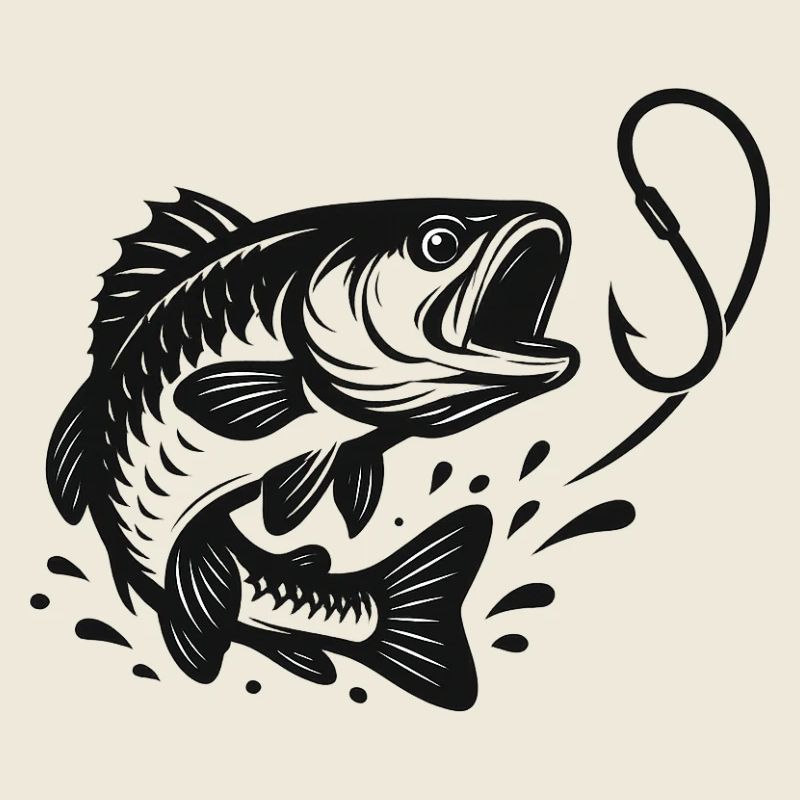 Köderfisch Sprung Linienkunst Angelmotiv