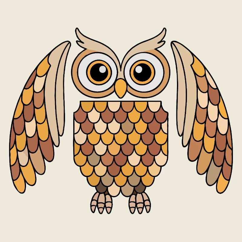 Whimsical Owl with Detailed Feather Pattern