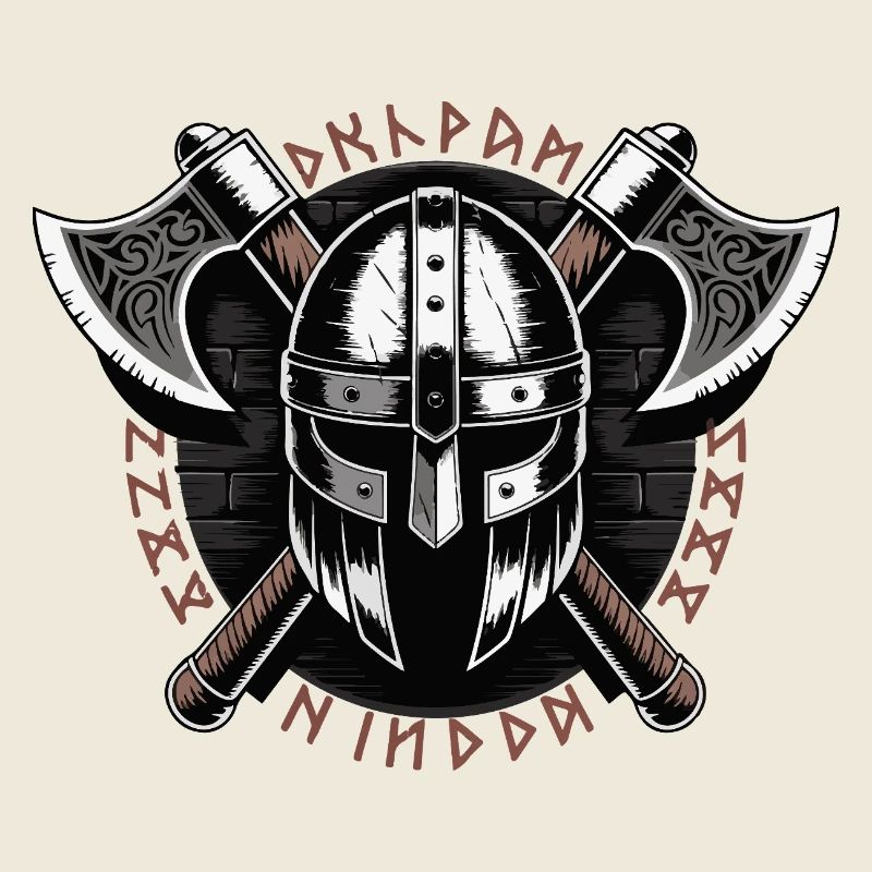 Wikinger-Krieger-Schild und Axt-Emblem