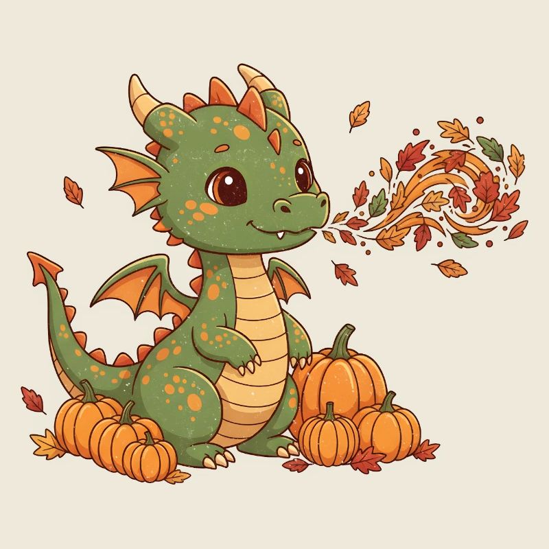 Herbstdrache mit Kürbissen