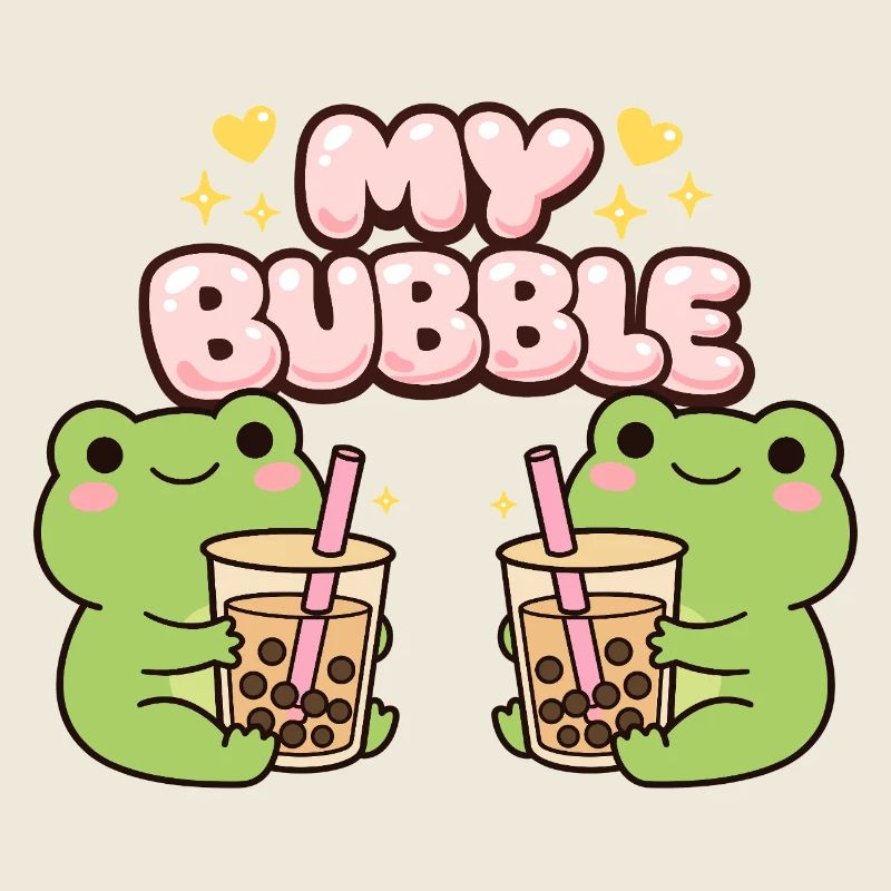 Kawaii Bubble T-Frogs – Duo de grenouilles mignons (MBT)