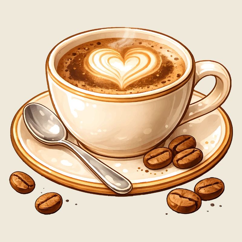 Coffee illustration with heart