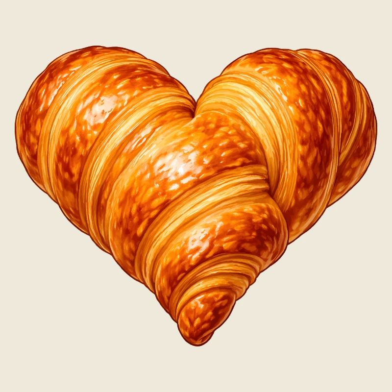Illustration de croissant en forme de cœur