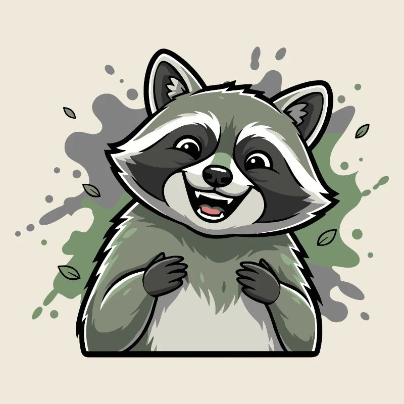 Dessin animé de raton laveur rieur