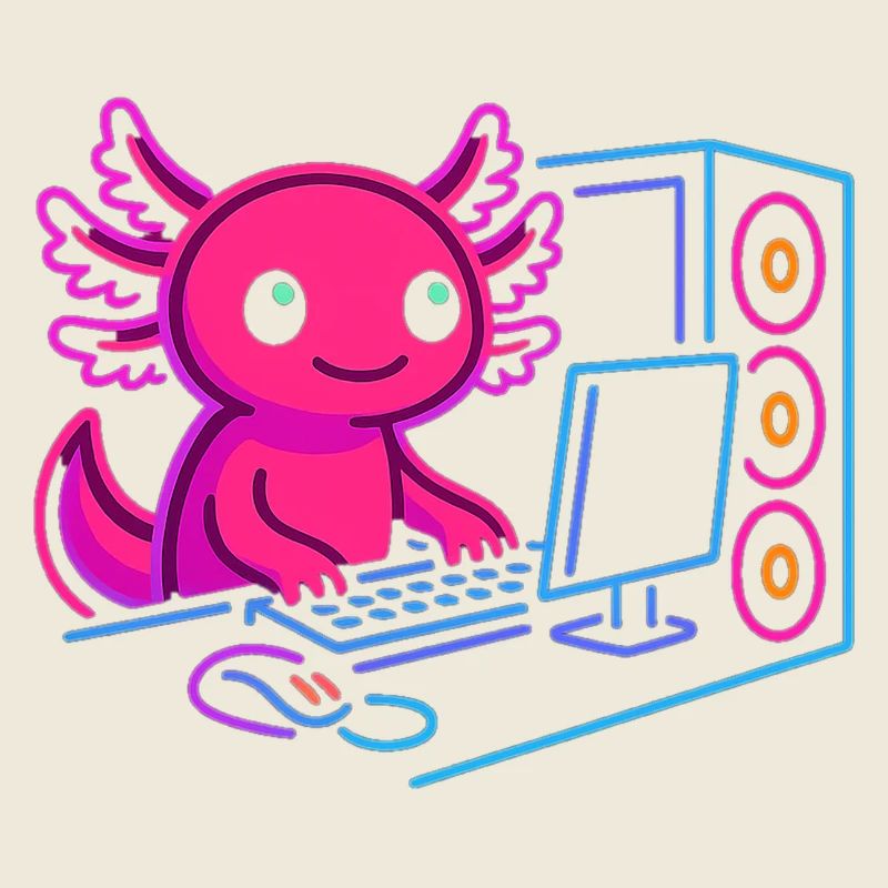 Conception de PC de jeu Axolotl Gamer Style Neon