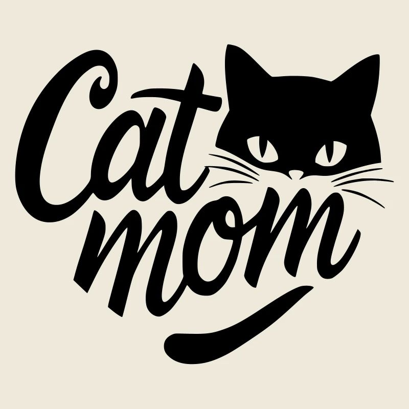 Maman chat, cœur de maman chat avec visage de chat
