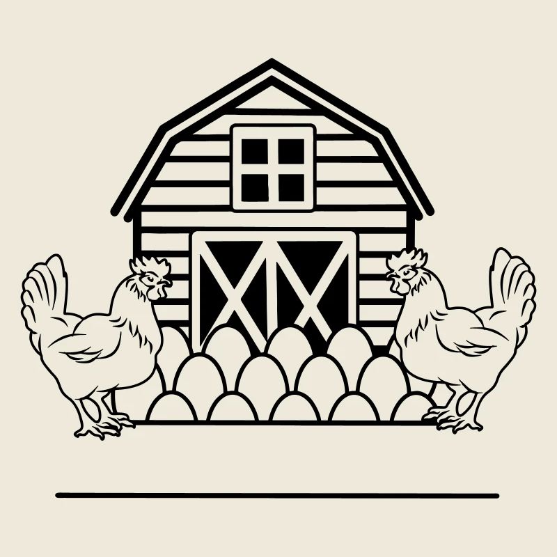 Hühnerfarmmonogramm mit zwei Hühnern