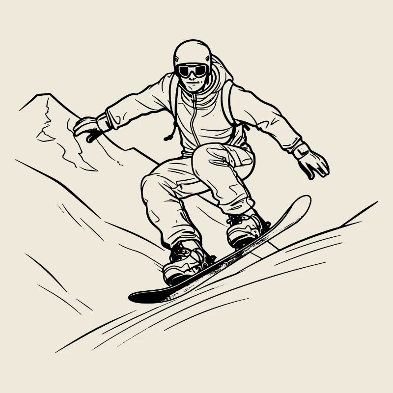 Snowboarder Line Art
