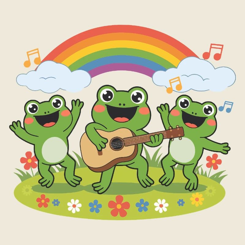 Froschband unter dem Regenbogen