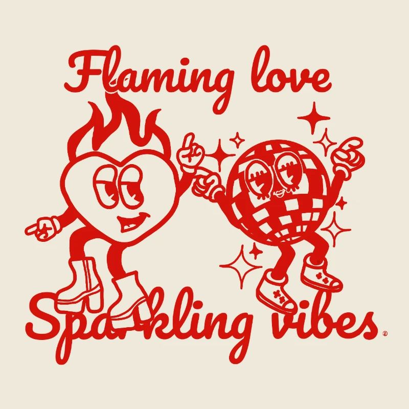 Flaming Love & sparkling vibes - design rétro sain