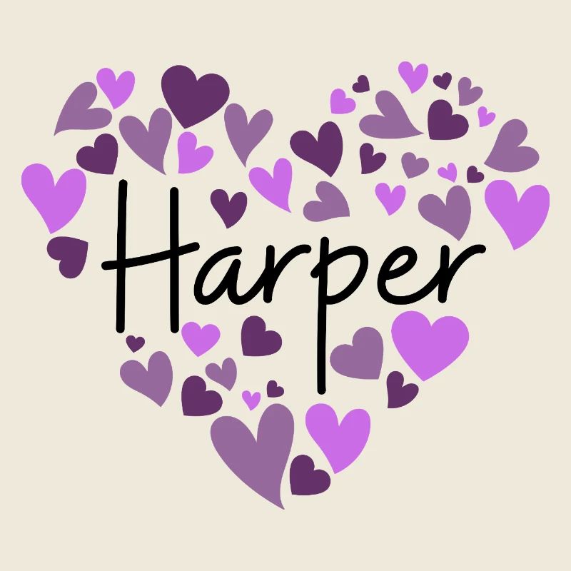 Harper Name Design with Heart-Shaped purple Hearts
