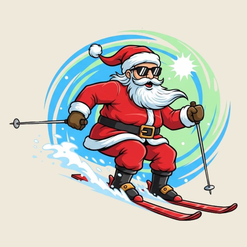 Christmas Man Skiing Winter Fun