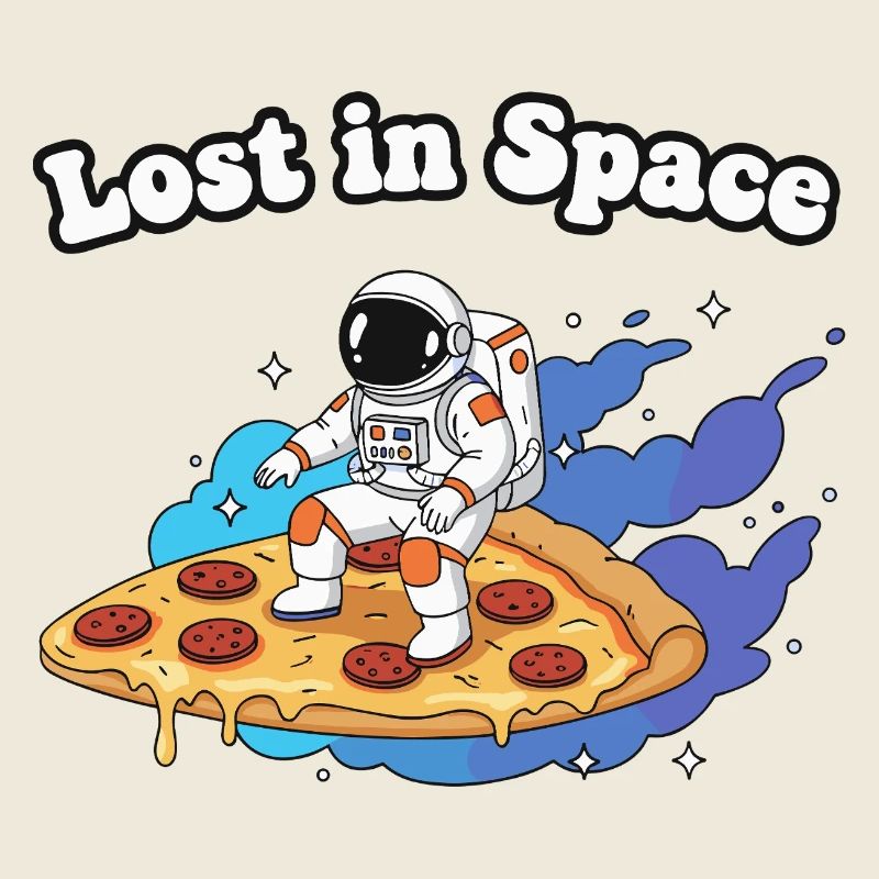 Astronaute sur une pizza dans l’espace