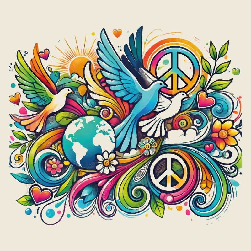 Explosion de couleurs Oiseau de la Paix - Jour de la Paix