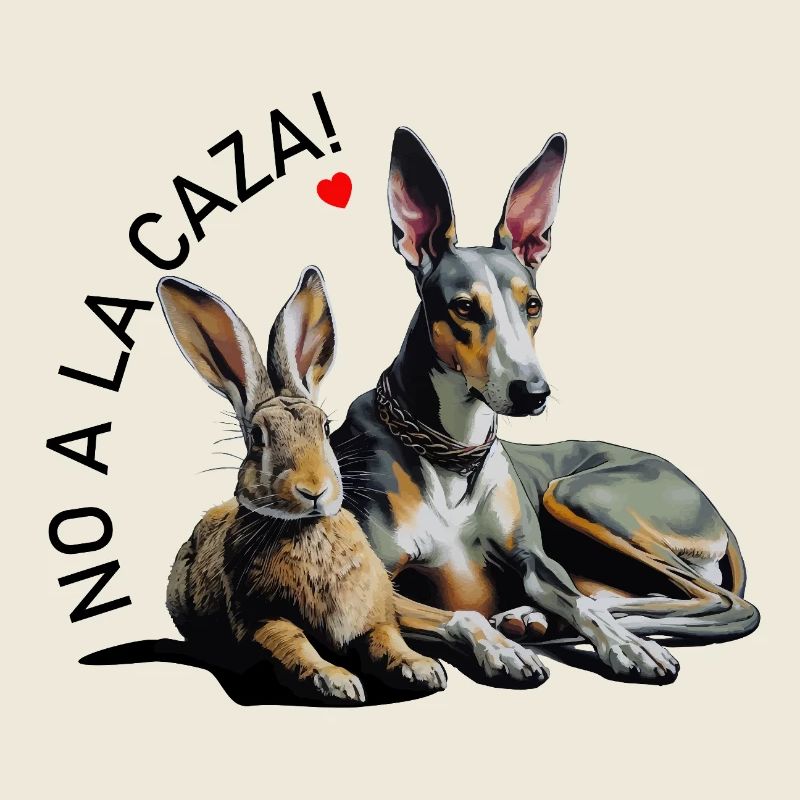 Galgo & Hase Herzduo mit Slogan