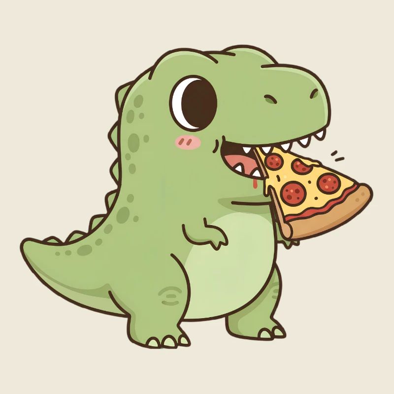 T-Rex isst Pizza