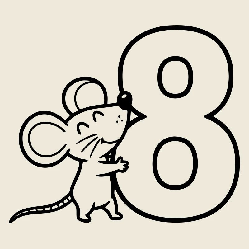 Souris avec illustration de dessin animé numéro huit