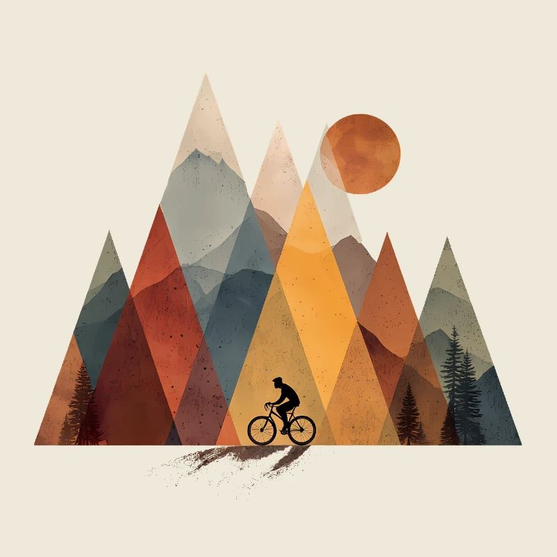 Cyclistes devant les montagnes en plein air rétro moderne