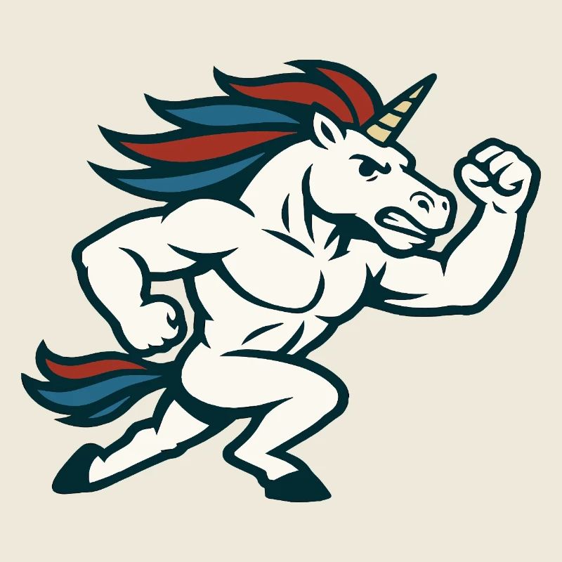Running Power Unicorn Athletic Mascot Design