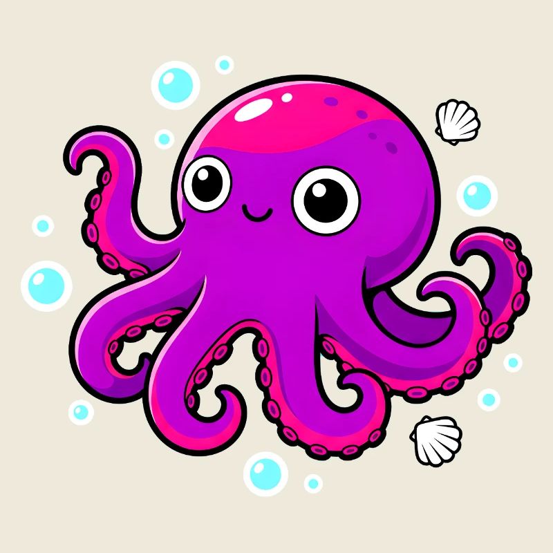 Cute Smiling Purple Octopus