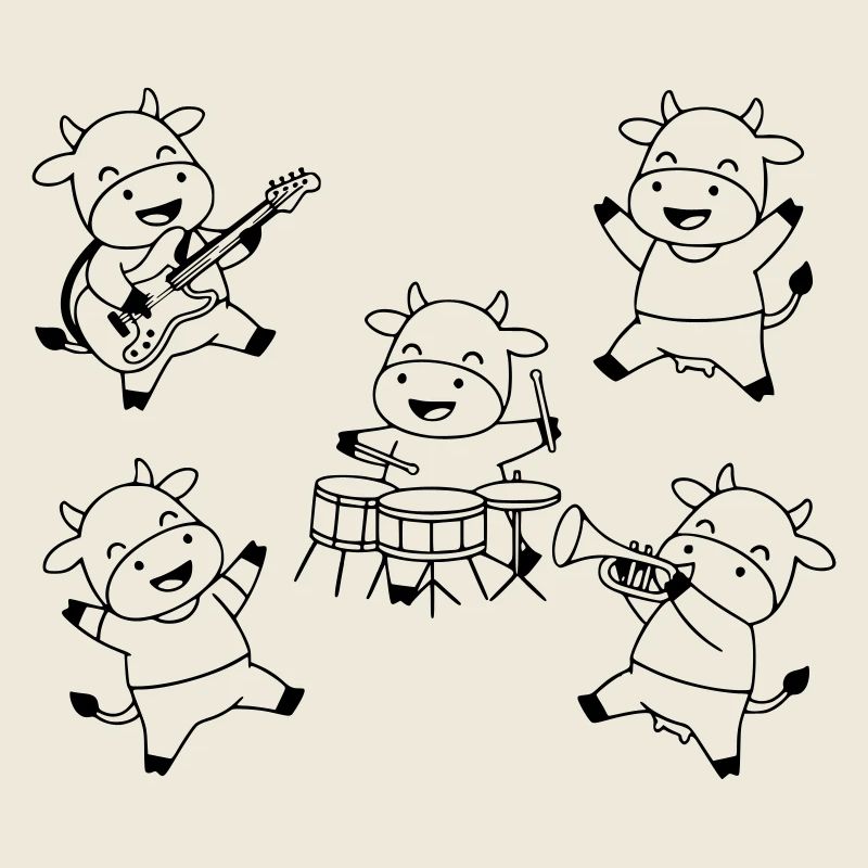 Süße Kuh Band Musik Party Comic