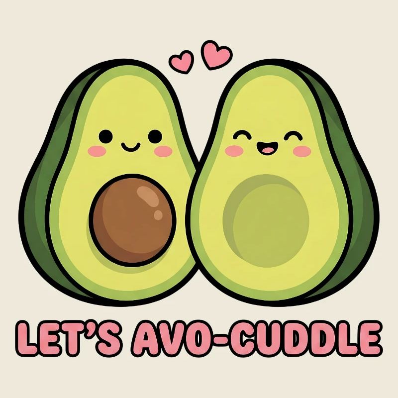 Faisons un câlin avo | Jeu de mots mignon avec un couple d’avocats