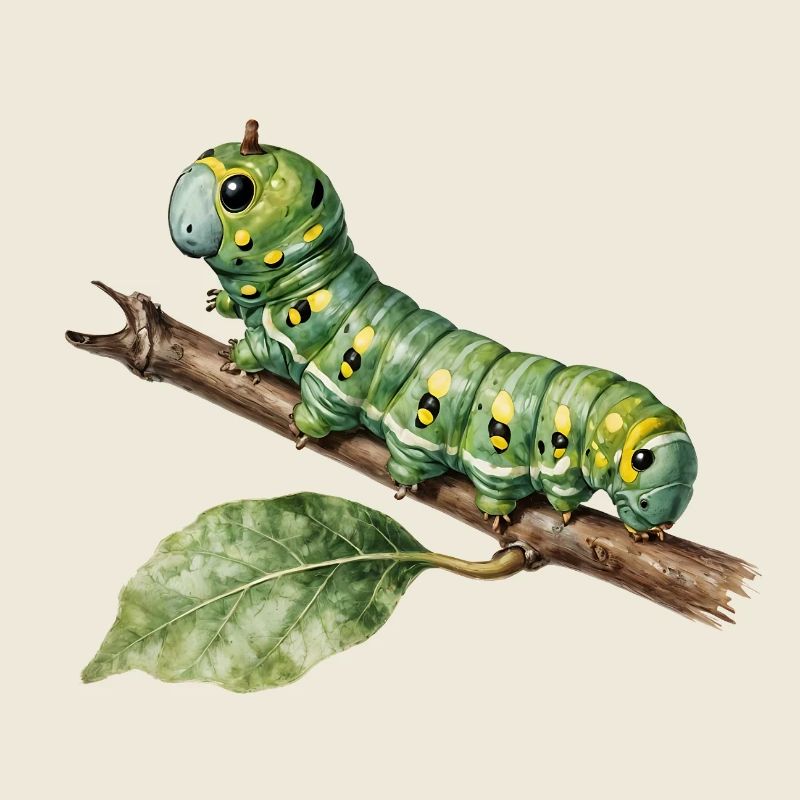 Papilio Caterpillar Swallowtail on Branch