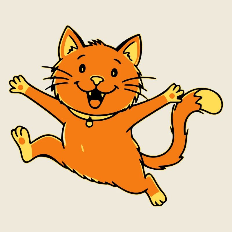 Cheerful cartoon cat jumping