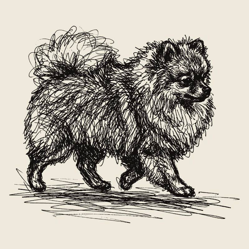 Pomeranian Sketch – Minimalist Dog Design