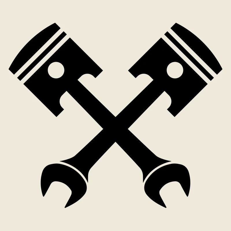 Crossed piston key emblem
