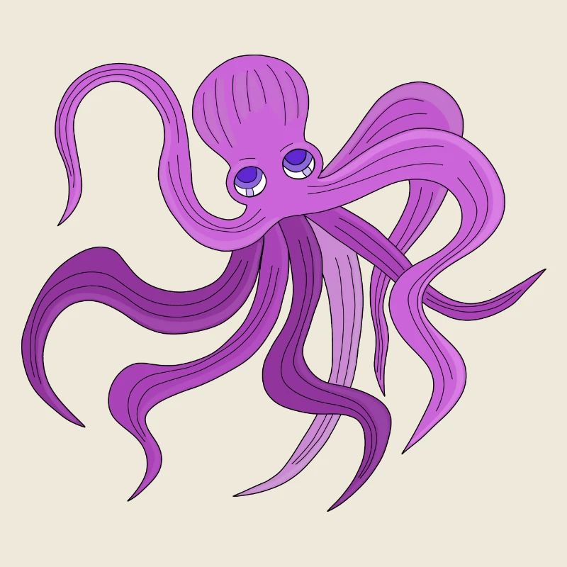 A fluffy octopus swinging tentacles