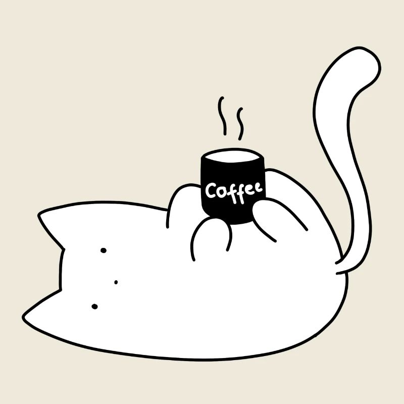 Cat Holding a Coffee Mug - Sticker