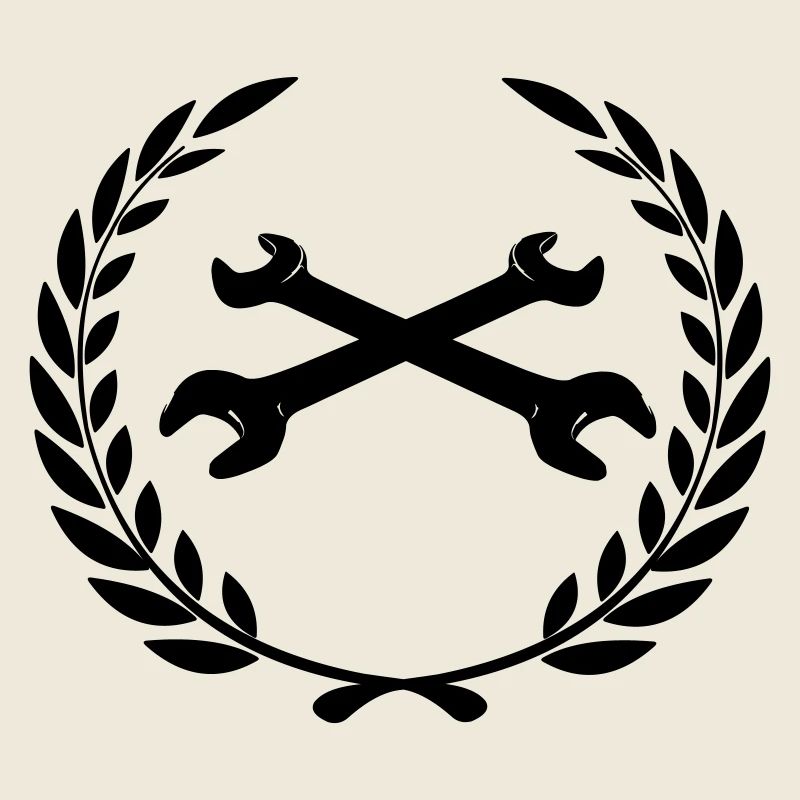 Logo de clés pour bricoleur dans une couronne de laurier