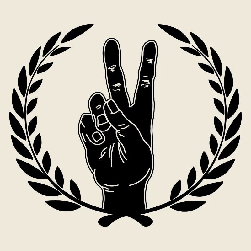 Black hand peace in laurel wreath