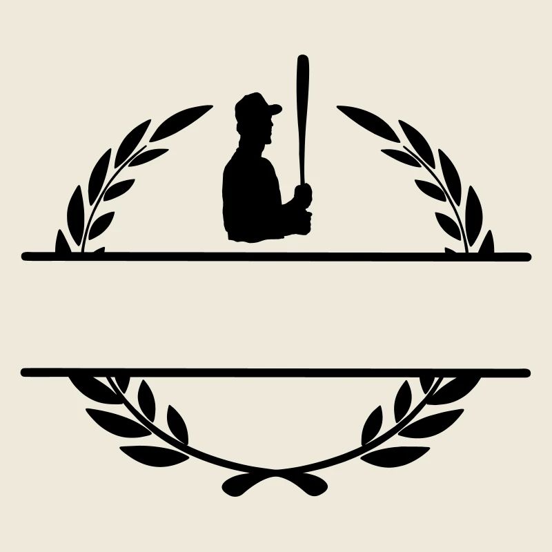 Baseball-Hitter im Lorbeerkranz-Monogramm