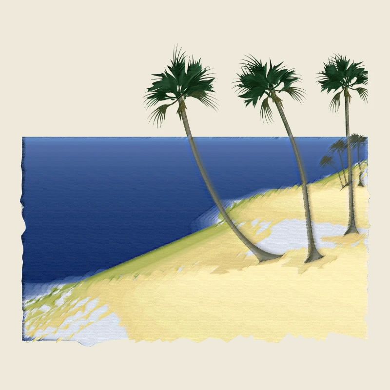 Palmiers et mer avec effet fresque