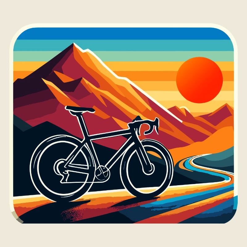 Scène de vélo de gravier au coucher du soleil