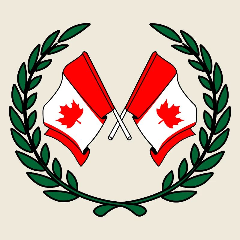 Flags Canada in laurel wreath