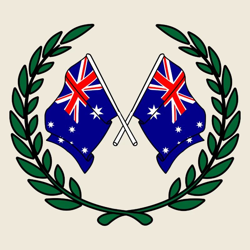 Flags Australia in laurel wreath